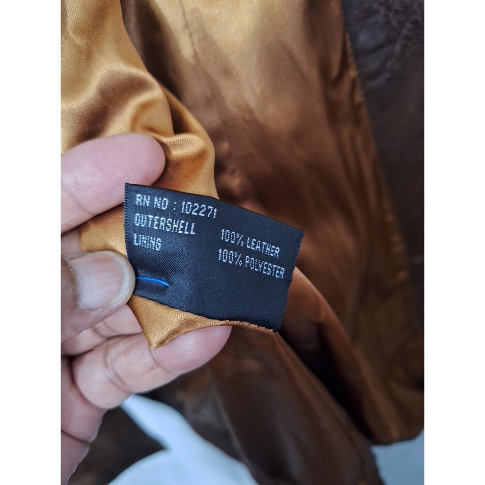 Rogue Leather Womens Genuine Leather Coat Sz M Brown Long Button Up Pockets Y2K - Picture 14 of 15